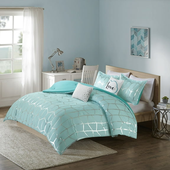 Full/Queen Metallic Printed Comforter Set