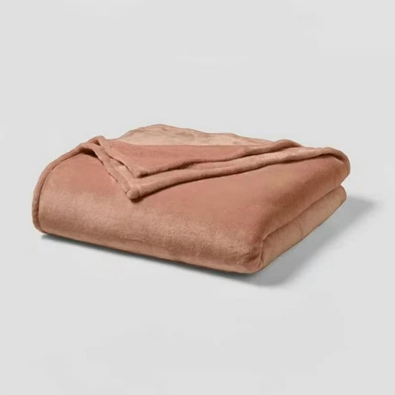 Full/Queen Microplush Solid Bed Blanket Rust - Threshold