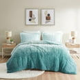 thumbnail image 1 of Full/Queen Ombre Shaggy Long Fur Comforter Mini Set, 1 of 9