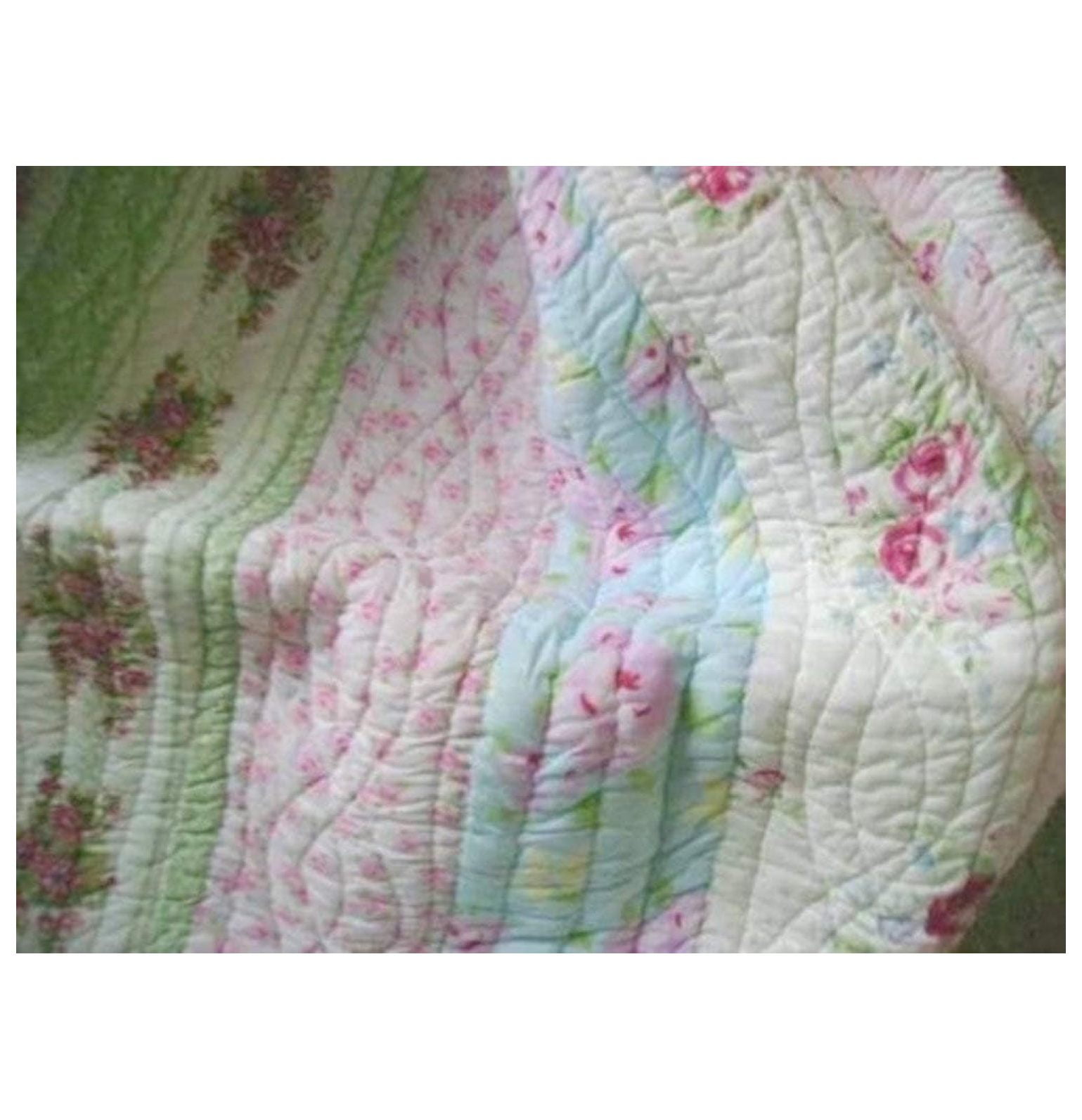 Full White Cotton Shabby Chic Vintage Quilt Set