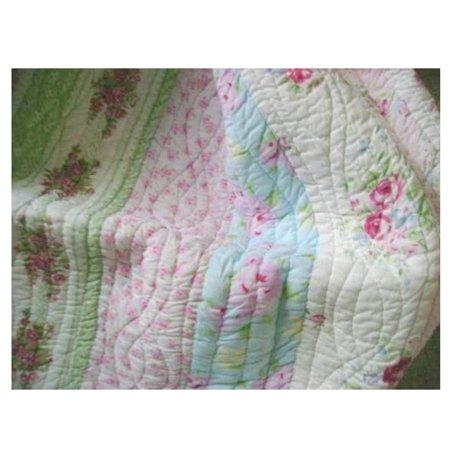 Full White Cotton Shabby Chic Vintage Quilt Set
