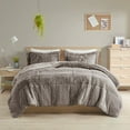 thumbnail image 1 of Full/Queen Shaggy Long Fur Comforter Mini Set,Grey Polyester Household Supplies Décor Bedding Bedding Sets, 1 of 9