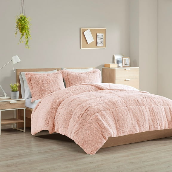 Full/Queen Shaggy Long Fur Comforter Mini Set