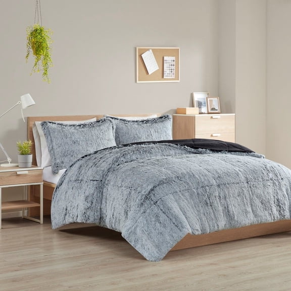 Full/Queen Shaggy Long Fur Comforter Mini Set