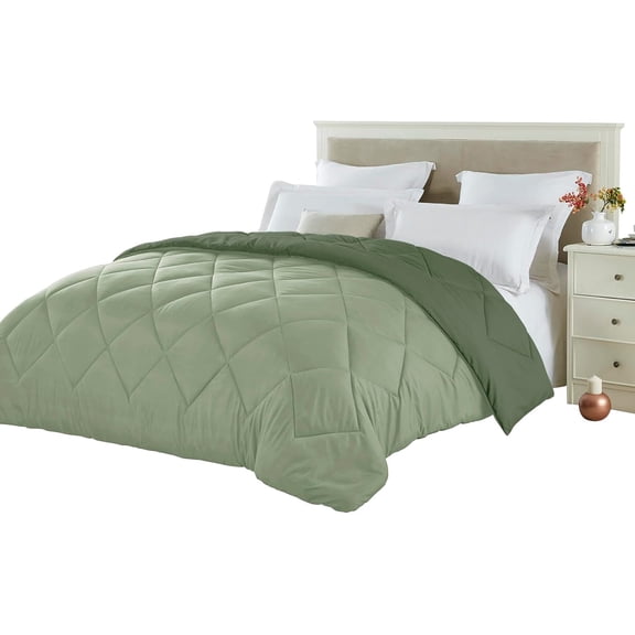 Full Queen Size Forest Sage Green Comforter Reversible Lightweight Boys Bedding Cooling Bedspread All Season Fall Blanket