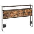 thumbnail image 1 of Full/Queen Size Headboard, Headboard with 2 Outlets, LED Lights and USB Ports, Adjustable Height, Storage Rack, Sturdy and Stable, Easy Assembly, Rustic Brown and Black, 1 of 7