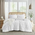 thumbnail image 1 of Full/Queen Size Microfiber Pleated Soft Washed Comforter Set White, 1 of 2