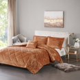 thumbnail image 1 of Full/Queen Velvet Comforter Set with Throw Pillow,Brown Polyester Household Supplies Décor Bedding Bedding Sets, 1 of 12