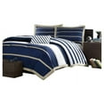 thumbnail image 1 of Full / Queen size Comforter Set in Navy Blue White Khaki Stripe, 1 of 1