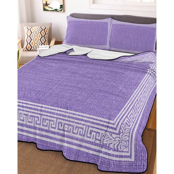 Full Quilt Bedding Set, Abstract Key Texture Farm Burlap Lightweight Coverlet Summer Comforter Set Soft Microfiber Bedspread, Retro Inspired Twist Stripe 3 Piece Quilt Set with 2 Pillow Shams