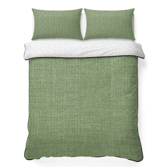 Full Quilt Bedding Set, Classic Solid Green Soft Microfiber Summer Bedspread Coverlet with 2 Pillow Shams for All Season, Vintage Monochrome Breathable Bedding Set for Hot Sleepers
