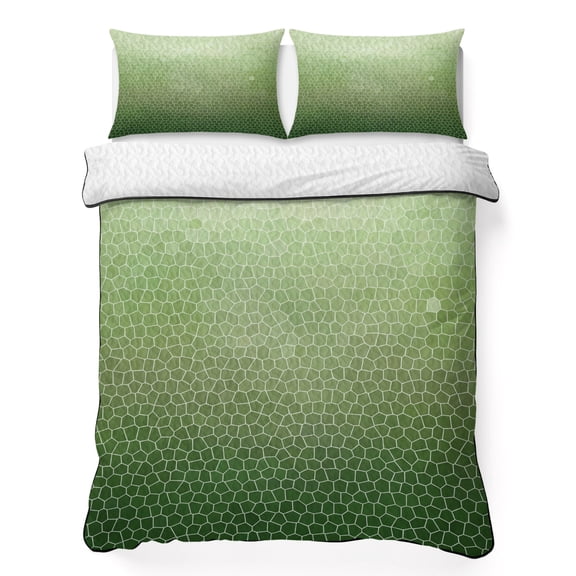Full Quilt Bedding Set, Sage Green Gradient Plaid Soft Microfiber Summer Bedspread Coverlet with 2 Pillow Shams for All Season, Natural Forest Theme Breathable Bedding Set for Hot Sleepers
