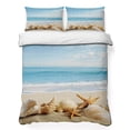 thumbnail image 1 of Full Quilt Set 78''x90'', Beach Coastal Lightweight Bedspread Coverlet Set with 2 Pillow Shams, Summer Seaside Shell Starfish Nautical Breathable All Season Quilt Bedding for Bedroom/Guest Room, 1 of 9
