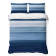 thumbnail image 1 of Full Quilt Set 78''x90'', Blue Ombre Stripe Lightweight Bedspread Coverlet Set with 2 Pillow Shams, Farmhouse Striped Modern Abstract Art Breathable All Season Quilt Bedding for Bedroom/Guest Room, 1 of 9