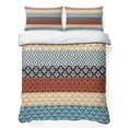 thumbnail image 1 of Full Quilt Set 78''x90'', Boho Orange Lightweight Bedspread Coverlet Set with 2 Pillow Shams, Yellow Geometric Stripes Turquoise Bohemia Breathable All Season Quilt Bedding for Bedroom/Guest Room, 1 of 9