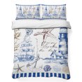 thumbnail image 1 of Full Quilt Set 78''x90'', Coastal Blue Lightweight Bedspread Coverlet Set with 2 Pillow Shams, Ocean Nautical Lighthouse Starfish Anchor Breathable All Season Quilt Bedding for Bedroom/Guest Room, 1 of 9