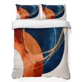 thumbnail image 1 of Full Quilt Set 78''x90'', Navy Blue Burnt Orange Lightweight Summer Bedspread Coverlet Set with 2 Pillow Shams, Boho Art Modern Geometric Breathable All Season Quilt Bedding for Bedroom/Guest Room, 1 of 9