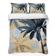 thumbnail image 1 of Full Quilt Set 78''x90'', Navy Blue Palm Trees Lightweight Bedspread Coverlet Set with 2 Pillow Shams, Vintage Summer Botanical Watercolor Breathable All Season Quilt Bedding for Bedroom/Guest Room, 1 of 9