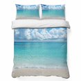 thumbnail image 1 of Full Quilt Set 78''x90'', Ocean Blue Lightweight Bedspread Coverlet Set with 2 Pillow Shams, Beach Nature Coast Sea Shore Sky Seawater Breathable All Season Quilt Bedding for Bedroom/Guest Room, 1 of 9