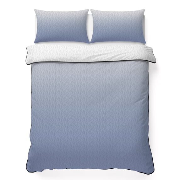 Full Quilt Set 78''x90'', Ombre Grey Blue| Lightweight Summer Bedspread Coverlet Set with 2 Pillow Shams, Abstract Art Breathable All Season Quilt Bedding for Bedroom/Guest Room