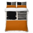 thumbnail image 1 of Full Quilt Set 78''x90'', Orange Black Lightweight Summer Bedspread Coverlet Set with 2 Pillow Shams, Farmhouse Striped Modern Abstract Art Breathable All Season Quilt Bedding for Bedroom/Guest Room, 1 of 9