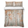 thumbnail image 1 of Full Quilt Set 78''x90'', Orange Grey Forest Lightweight Summer Bedspread Coverlet Set with 2 Pillow Shams, Grey Modern Art Oil Painting Breathable All Season Quilt Bedding for Bedroom/Guest Room, 1 of 9