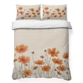 thumbnail image 1 of Full Quilt Set 78''x90'', Orange Spring Floral Lightweight Summer Bedspread Coverlet Set with 2 Pillow Shams, Summer Botanical Rustic Daisy Breathable All Season Quilt Bedding for Bedroom/Guest Room, 1 of 9