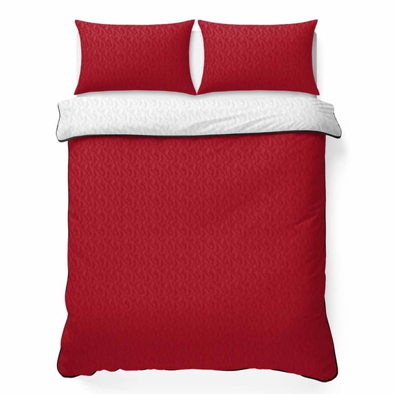 Full Quilt Set 78''x90'', Pure Red Lightweight Summer Bedspread Coverlet Set with 2 Pillow Shams, Simple Solid Color Breathable All Season Quilt Bedding for Bedroom/Guest Room