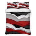 thumbnail image 1 of Full Quilt Set 78''x90'', Red Black Ombre Lightweight Summer Bedspread Coverlet Set with 2 Pillow Shams, Modern Geometric Moire Abstract Art Breathable All Season Quilt Bedding for Bedroom/Guest Room, 1 of 9