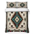 thumbnail image 1 of Full Quilt Set 78''x90'', Red Teal Brown Southwestern Lightweight Bedspread Coverlet Set with 2 Pillow Shams, Ethnic Geometric Boho Retro Breathable All Season Quilt Bedding for Bedroom/Guest Room, 1 of 9