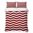 thumbnail image 1 of Full Quilt Set 78''x90'', Red White Lightweight Bedspread Coverlet Set with 2 Pillow Shams, Modern Abstract Waves Water Ripple Striped Breathable All Season Quilt Bedding for Bedroom/Guest Room, 1 of 9