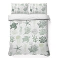 thumbnail image 1 of Full Quilt Set 78''x90'', Sage Green Coastal Lightweight Bedspread Coverlet Set with 2 Pillow Shams, Nautical Summer Beach Coral Sea Turtle Breathable All Season Quilt Bedding for Bedroom/Guest Room, 1 of 9