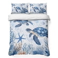 thumbnail image 1 of Full Quilt Set 78''x90'', Summer Beach Coastal Lightweight Summer Bedspread Coverlet Set with 2 Pillow Shams, Sea Turtle Coral Nautical Breathable All Season Quilt Bedding for Bedroom/Guest Room, 1 of 9