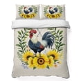 thumbnail image 1 of Full Quilt Set 78''x90'', Sunflowers Rooster Lightweight Bedspread Coverlet Set with 2 Pillow Shams, Watercolor Leaves Retro Art Rustic Breathable All Season Quilt Bedding for Bedroom/Guest Room, 1 of 9