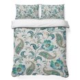 thumbnail image 1 of Full Quilt Set 78''x90'', Teal Paisley Floral Lightweight Summer Bedspread Coverlet Set with 2 Pillow Shams, Boho Ethnic Tribe Traditional Breathable All Season Quilt Bedding for Bedroom/Guest Room, 1 of 9
