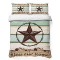 thumbnail image 1 of Full Quilt Set 78''x90'', Western Texas Star Green Lightweight Bedspread Coverlet Set with 2 Pillow Shams, Farmhouse Brown Country Vintage Breathable All Season Quilt Bedding for Bedroom/Guest Room, 1 of 9