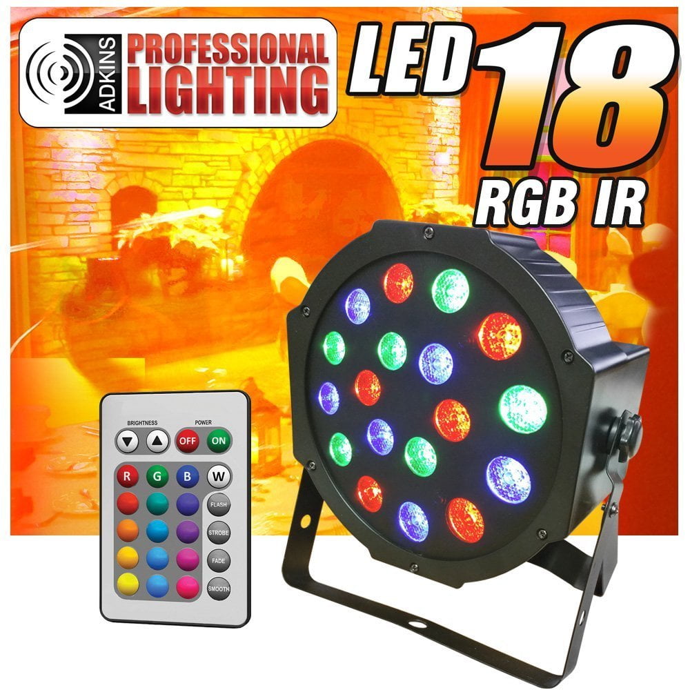 ADKINS PRO Full RGB Color Mixing LED Flat Par Can - 18 1-watt LEDs - Up Lighting - Stage Lights