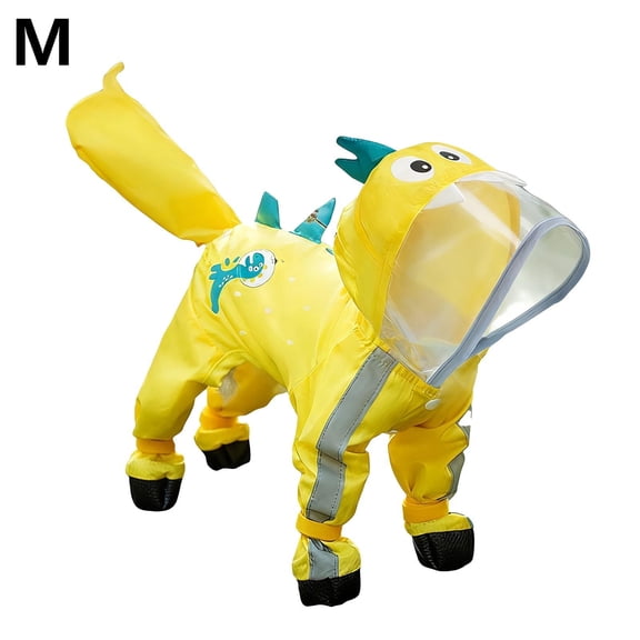 Full Raincoat With Hood Four Legs Coverage For Small Medium Rainwear Outdoor Walking Pet Clothes Birthday Gift For Pet Dog Cat 13.0"x18.5"