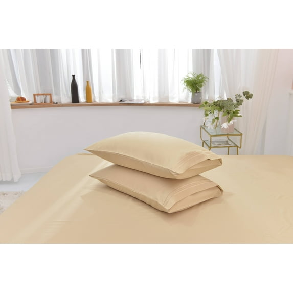 Full Rayon Made From Bamboo Sheet Set - Softer Than Cotton Full Size - Wrinkle Free - 16" Deep Pockets - 4 Piece - 1 Fitted Sheet, 1 Flat, 2 Pillowcases Full Beige