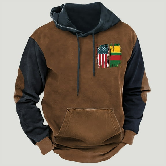 Full Reduction Offer LEBONYARD Mens Sweatshirts and Hoodies,Fashion Men's Casual Comfortable Long Sleeved Hooded Printed Sweatshirt Brown L