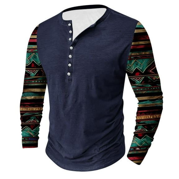Full Reduction Offer LEBONYARD Mens Sweatshirts and Hoodies,Men's Fashion Casual Ethnic Style Printed Long Sleeve Crewneck Top/shirt Navy XL