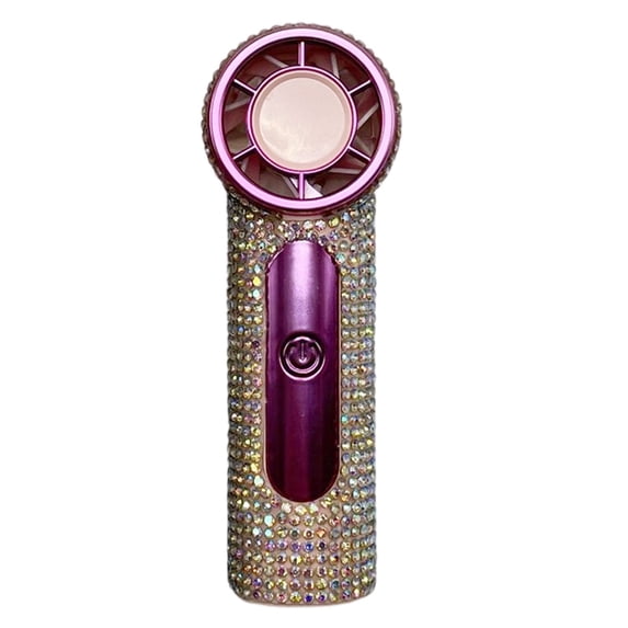 Full Rhinestone Bling Decor Mini Handheld Fan Multi Adjustable Speeds Usb Recharge Ultra Compact Pocket Portable Cooling Fan For Makeup Beach Commute Travel Shopping