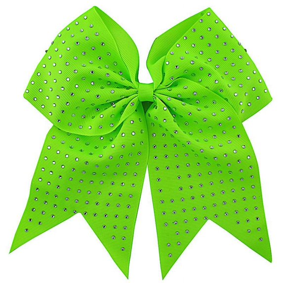 Full Rhinestone Cheer Bow - Neon Green