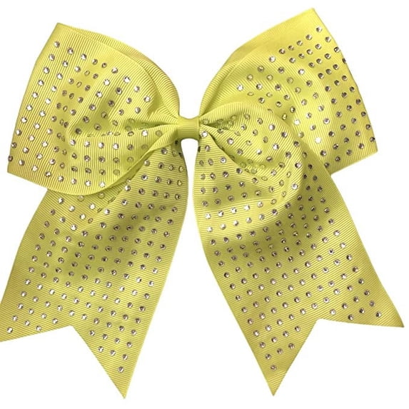 Full Rhinestone Cheer Bow - Neon Yellow