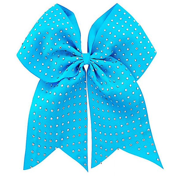 Full Rhinestone Cheer Bow - Turquoise