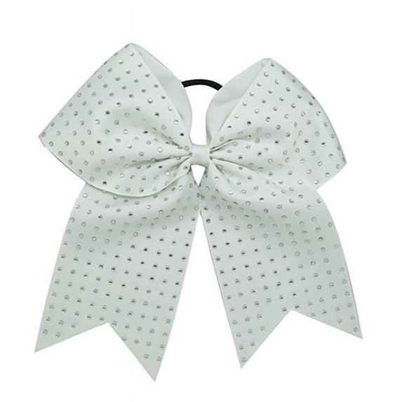 Full Rhinestone Cheer Bow - White
