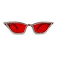 thumbnail image 1 of Full Rhinestone Iced Narrow Cat Eye Diva Sunglasses All Red, 1 of 4