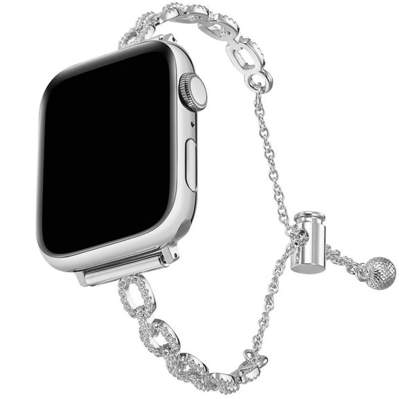 Full Rhinestone O-Ring Bracelet Bands for Apple Watch 49 46 45 44 42 41 40 38 mm, Diamond Metal Strap Jewelry Bracelet Adjustable Clasp Compatible with iWatch Series 10 9 8 7 6 5 4 3 2 SE Ultra