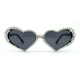 thumbnail image 1 of Full Rhinestone Studded Bubbly Heart Shape Cute Sunglasses All Black, 1 of 4
