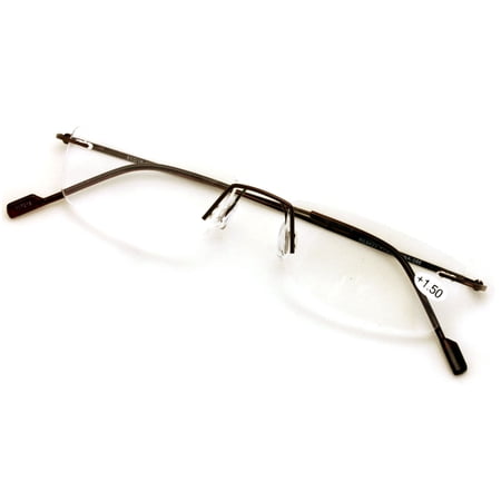 Full Rimless Lightweight Slim Sleek Low Profile Reading Glasses - Thin Classy Metal Smart Readers -Unisex